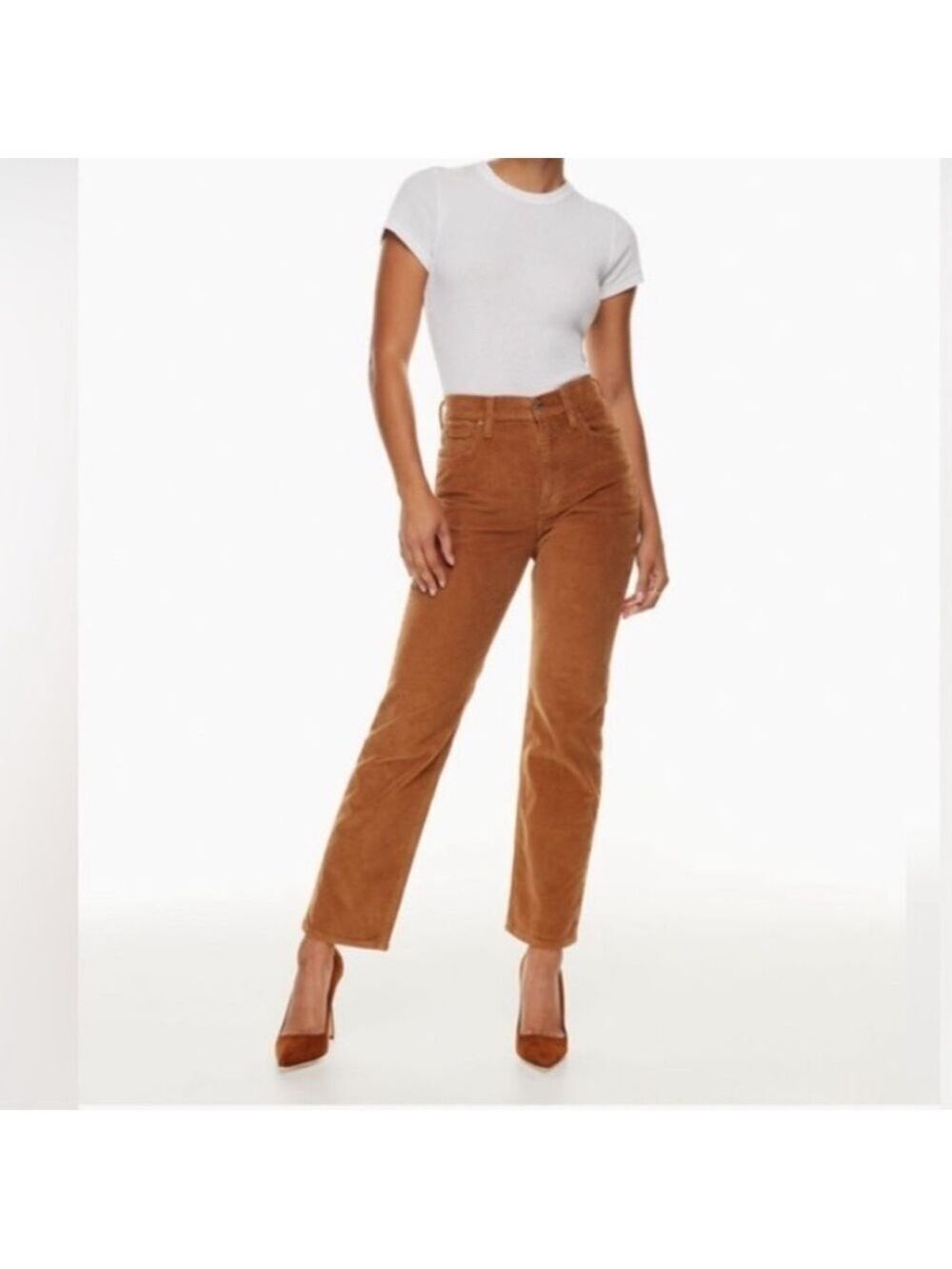 Aritzia Denim Forum The Arlo High Rise Straight 28L Corduroy Pants Sz 25